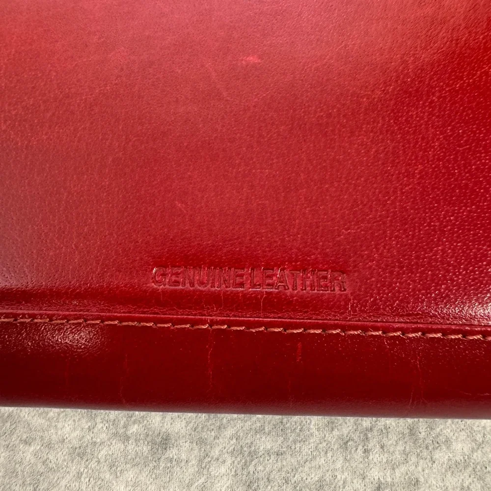 Genuine Leather Red Clutch Wallet 8x4 in Organizer Zipper Back Currency Pocket